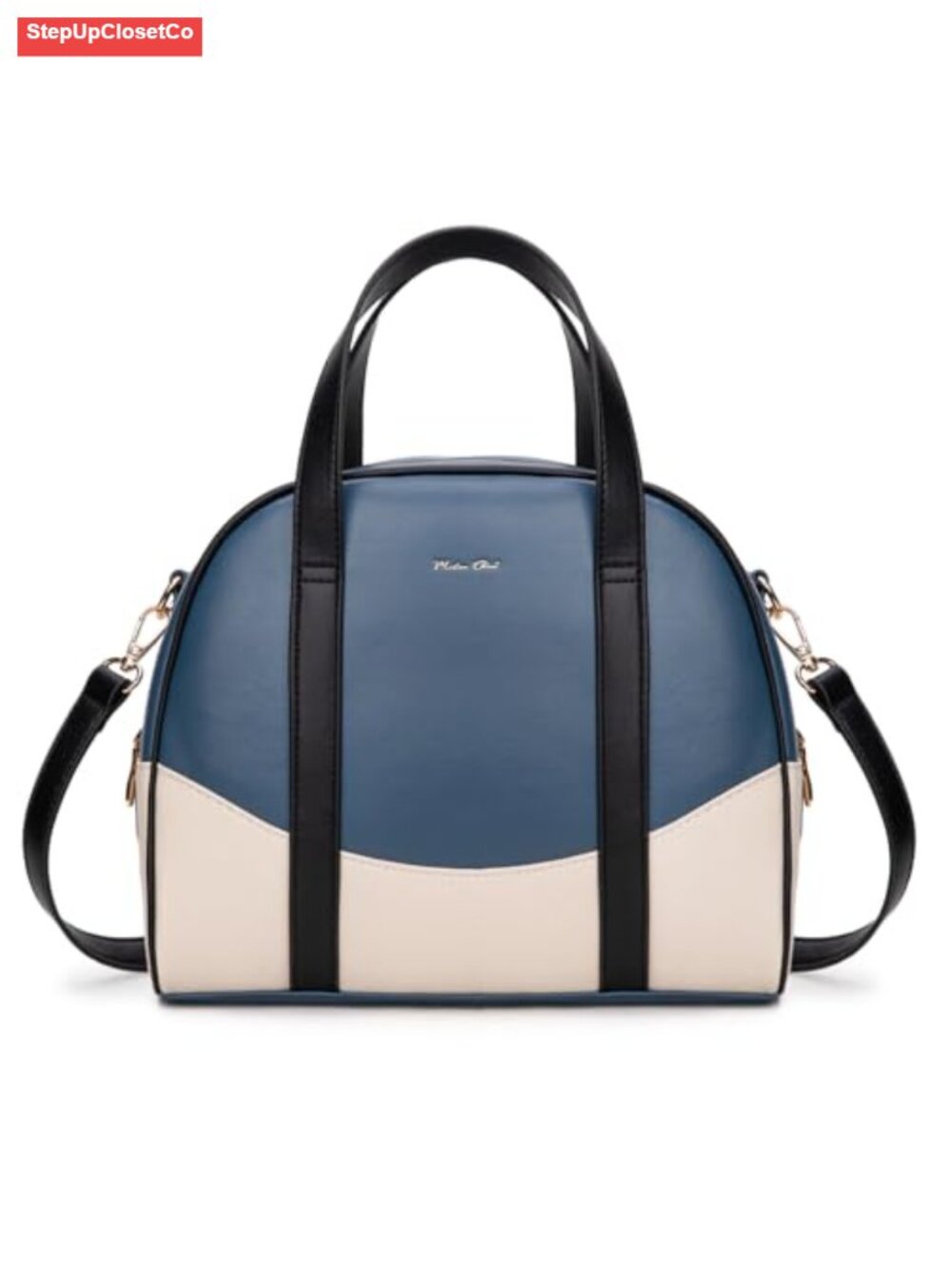 Medium Vegan Leather Satchel Handbag with Crossbody Strap